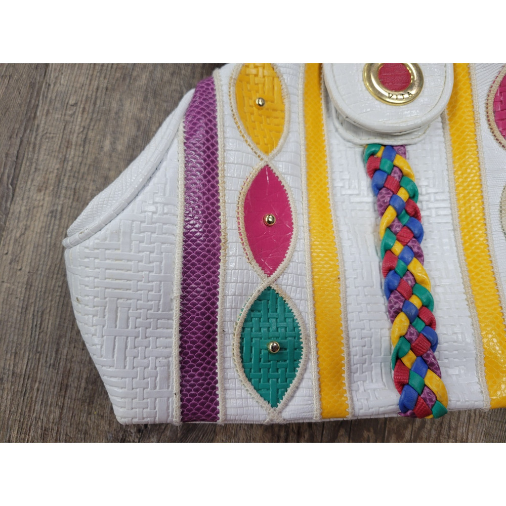 Dolce Vita White Tote with Yellow, Purple, and Green Accents - Picture 2 of 10